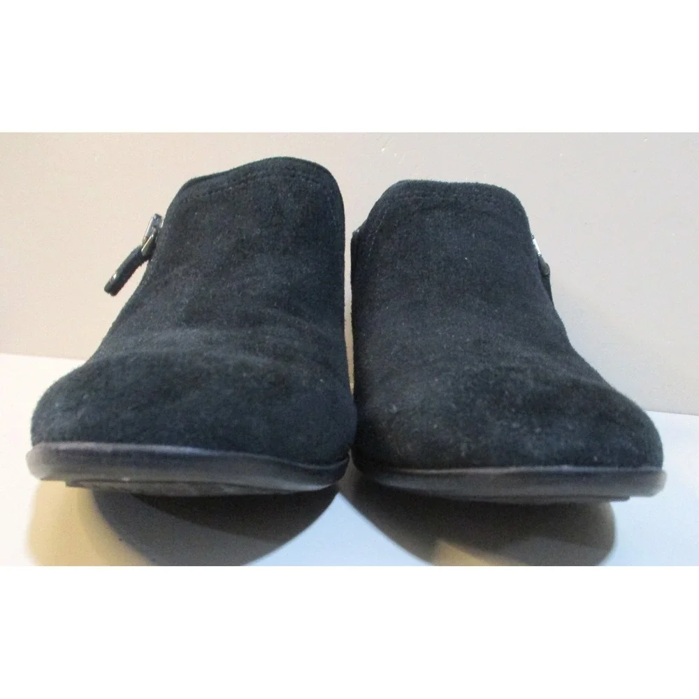 Munro American Black Suede Side Zip Block Heel Booties Womens 8.5 N M210586K